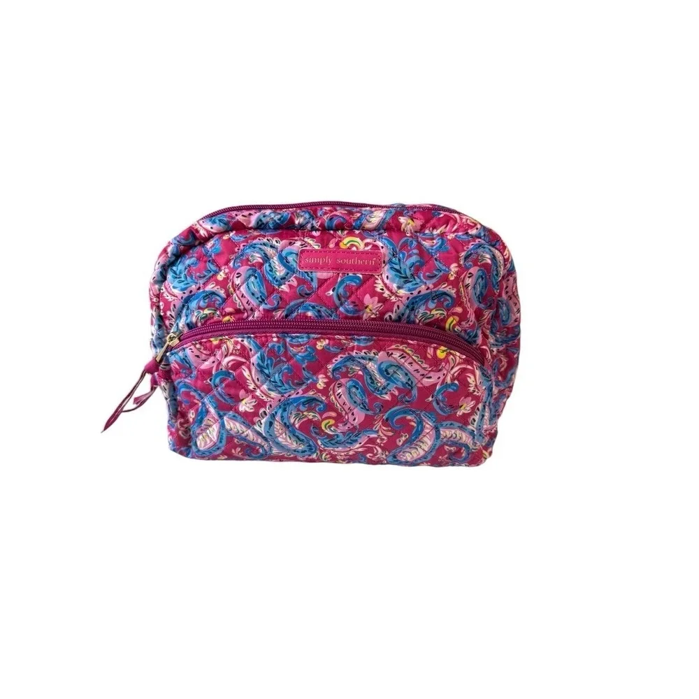 Simply Southern Large Cosmetic Bag Vacation Pink Paisley